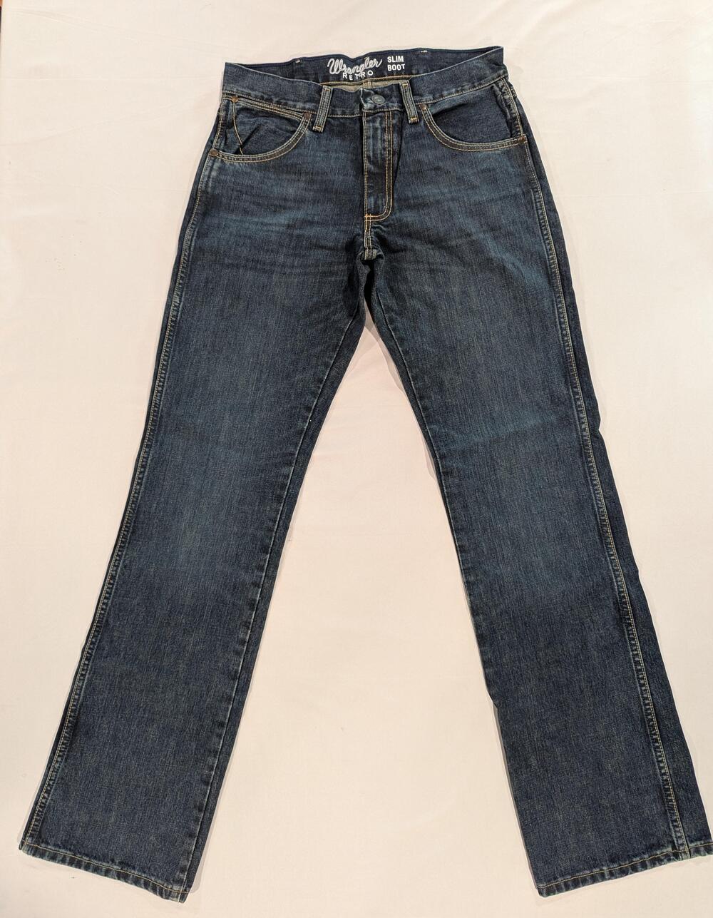 Wrangler Retro Jeans Mens 30x34 Blue Med Wash Slim Boot Denim Mexico 77MWZBB